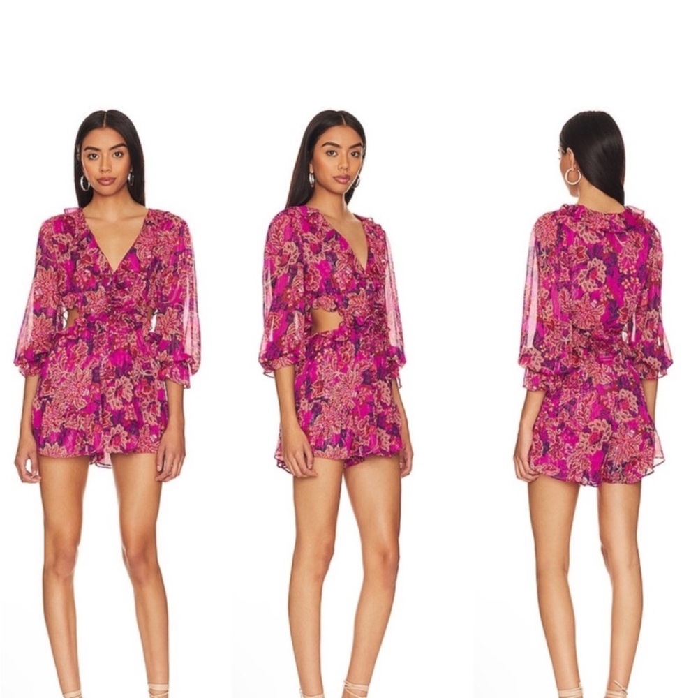 Misa Los Angeles Pink Floral Romper